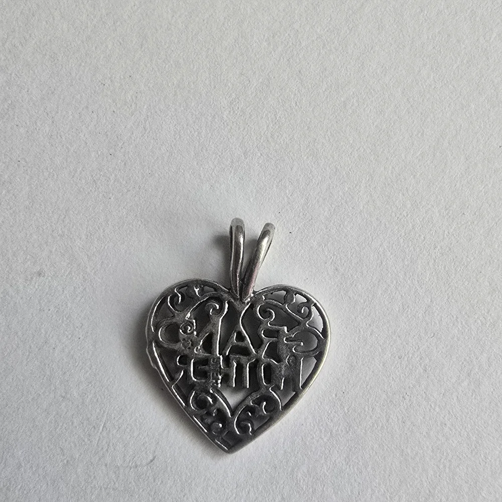 Sterling Silver Heart Pendant Charm - Picture 2 of 3
